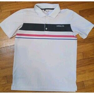 Adidas Golf Men's Fashion Performance Climalite Block Stripe Polo White EUC Sz S